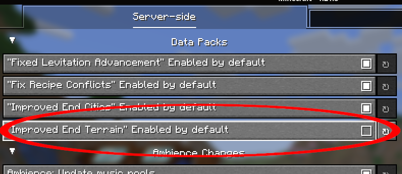 Screenshot of EnderScape's configurations