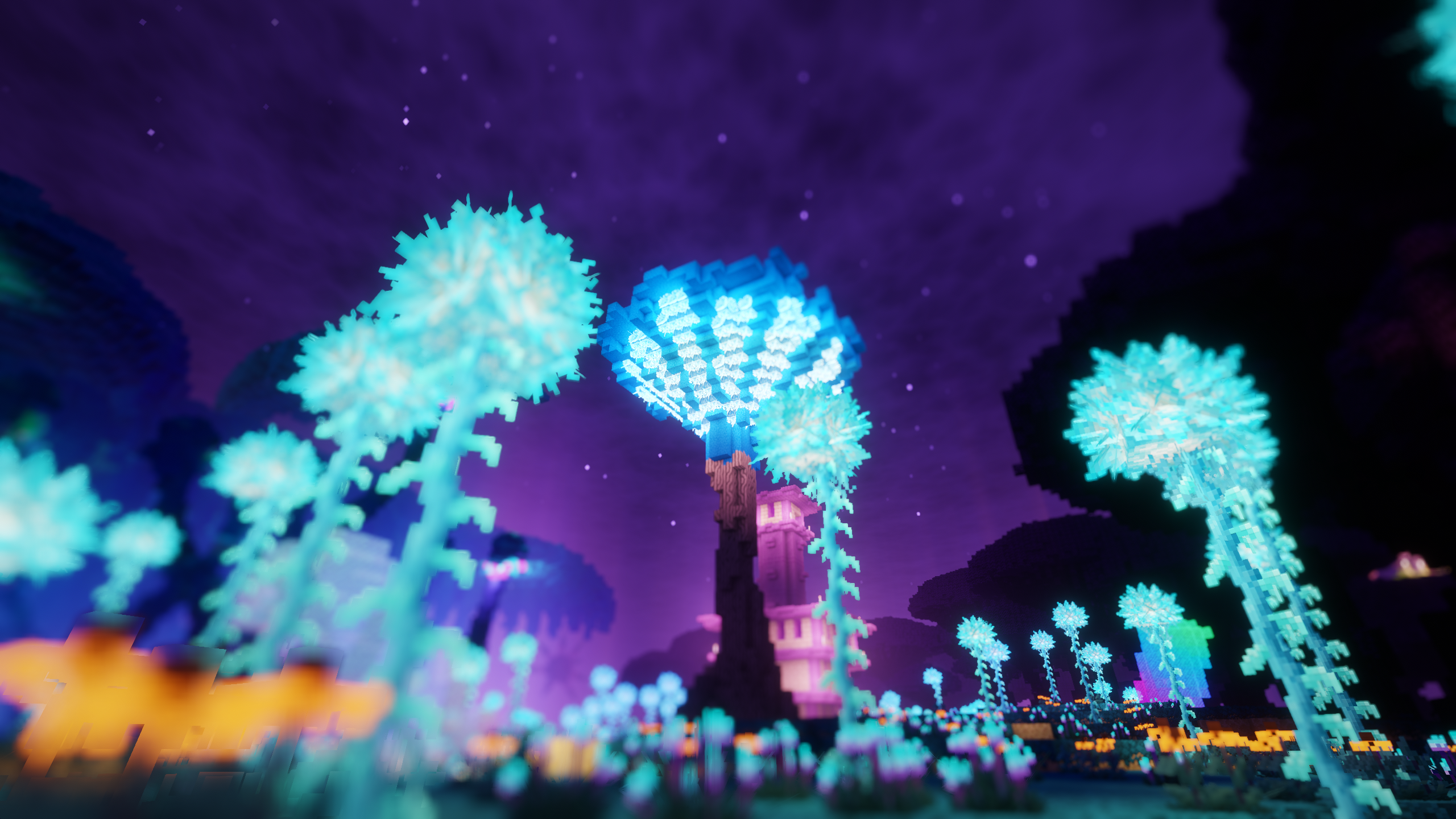 Mossy Glowshroom with an End City behind it